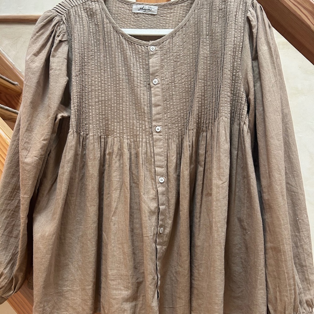 Ichi Antiquites Cotton Poet Buttondown Shirt OS